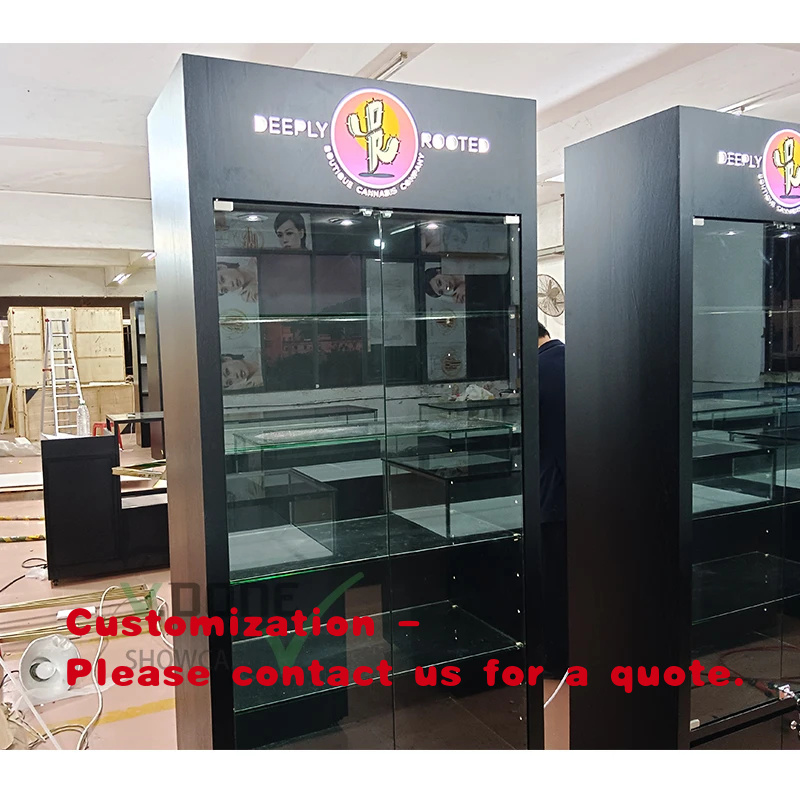 Interior Design Retail - custom.Luxury Black Tempered Glass Jewelry Showcase