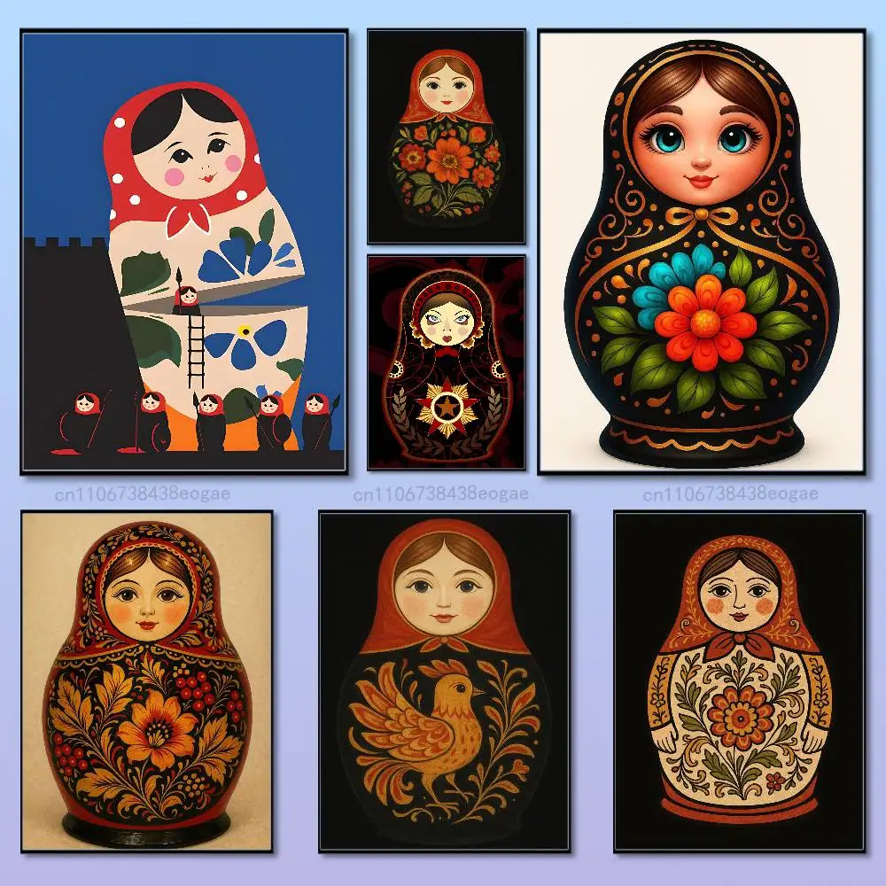 Interior Design Of Cafe - Dolls Matryoshka Russian Art Poster HD