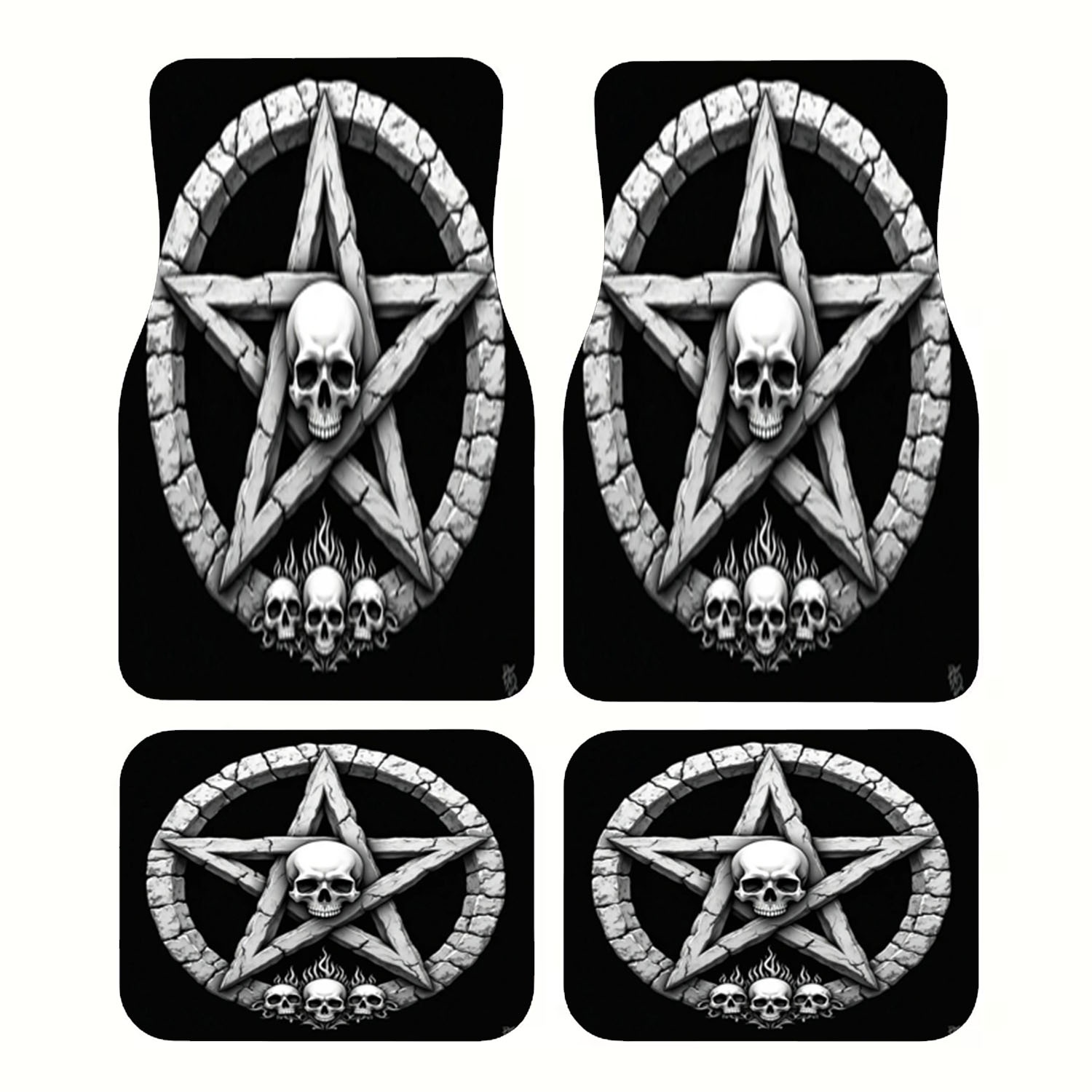 Car Floor Mats 4pcs, Skull & P - Interior Design Monochrome recension och pris