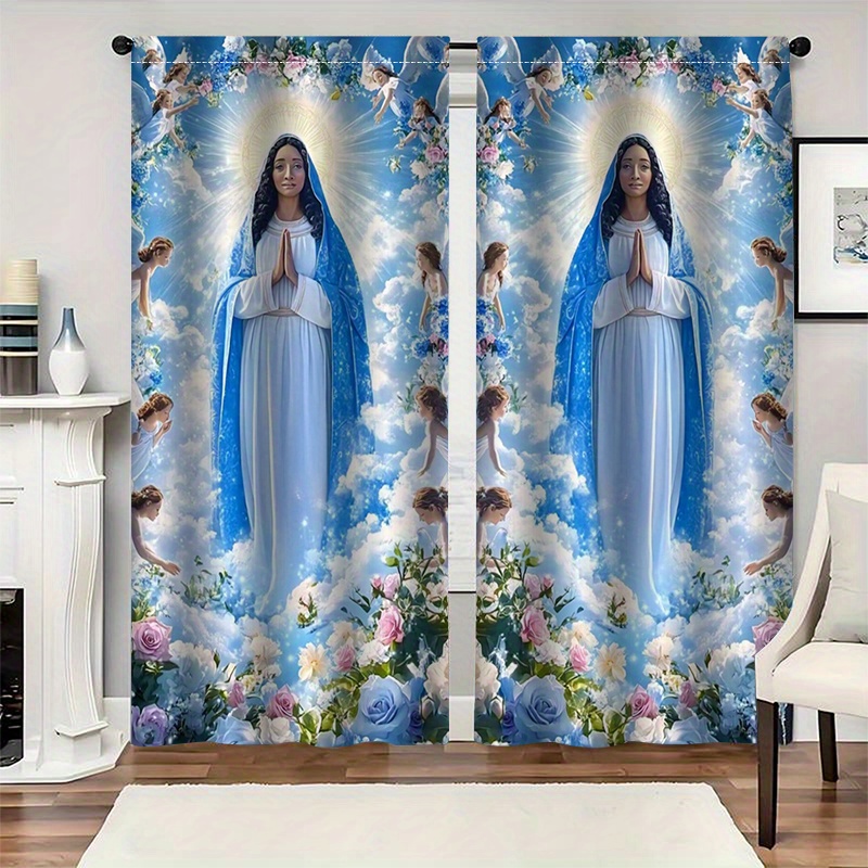 Virgin Mary Curtains Religious - Interior Design Of Cafe recension och pris