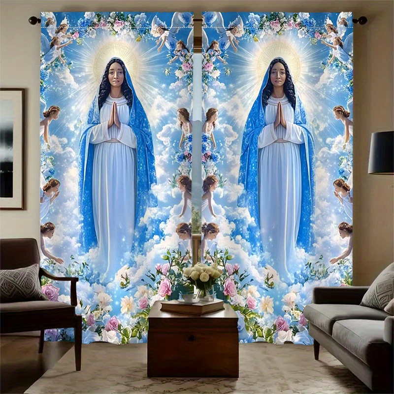 Virgin Mary Curtains Religious - Interior Design Of Cafe recension och pris