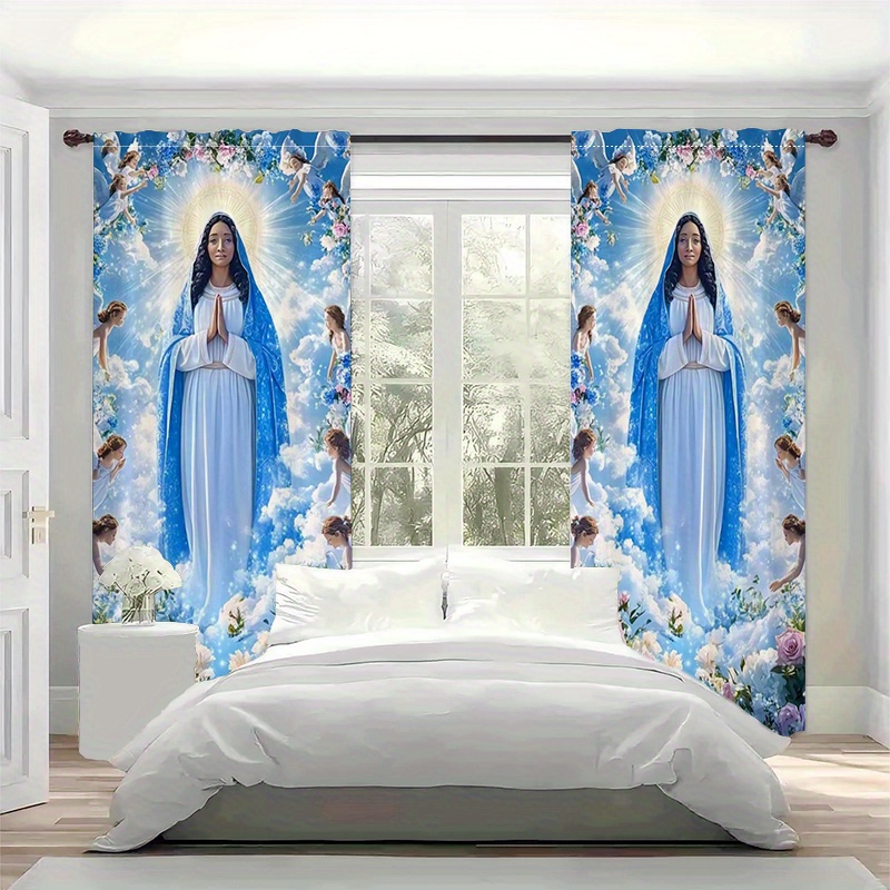 Virgin Mary Curtains Religious - Interior Design Of Cafe recension och pris