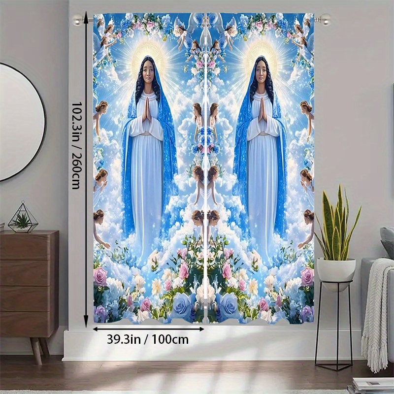 Virgin Mary Curtains Religious - Interior Design Of Cafe recension och pris